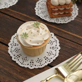 100 Pcs Round Food Grade Paper Lace Doilies 4" with Delicate Cutwork White - Perfect for Desserts and Table Decoration