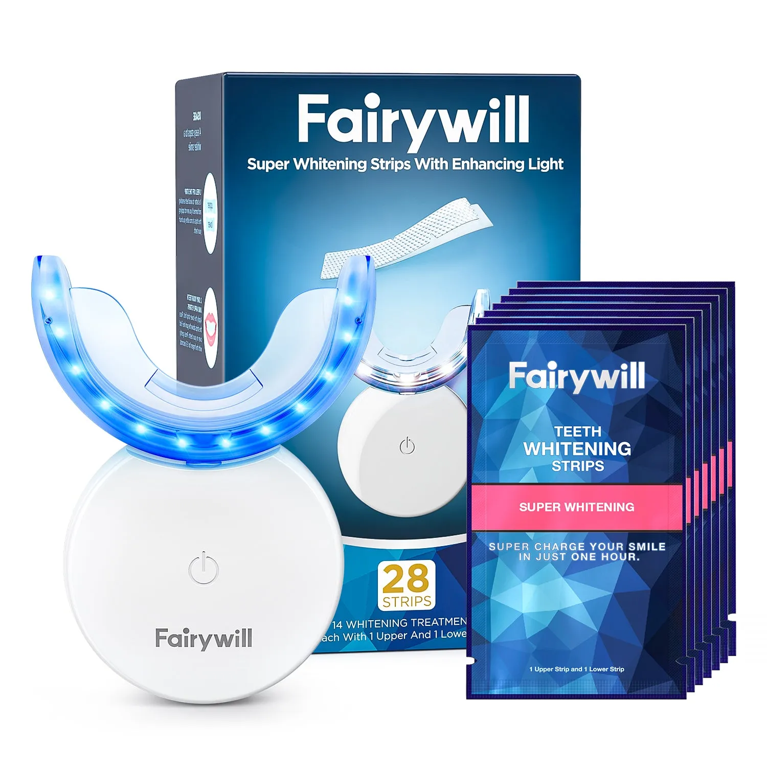 106 Teeth Whitening Strips 14 Pcs with Rechargeable LED Light