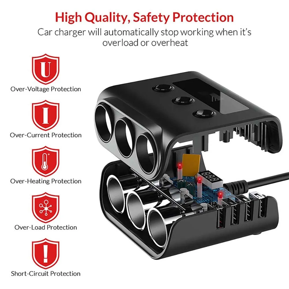 120w Car Cigarette Lighter Adapter Quick Charge 3.0 12v/24v 3