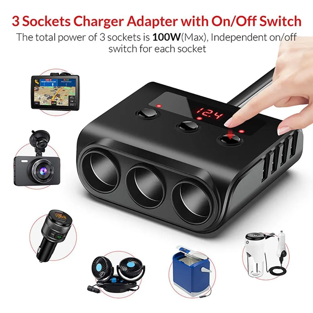 120w Car Cigarette Lighter Adapter Quick Charge 3.0 12v/24v 3