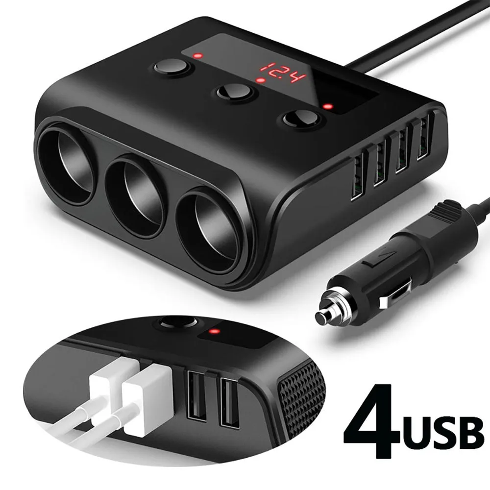 120w Car Cigarette Lighter Adapter Quick Charge 3.0 12v/24v 3
