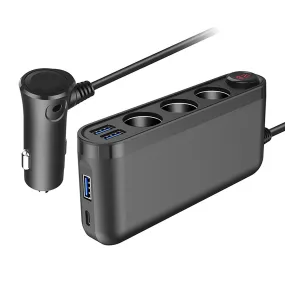 120w Cigarette Lighter Plug Splitter 3usb Qc3.0 Car Charger