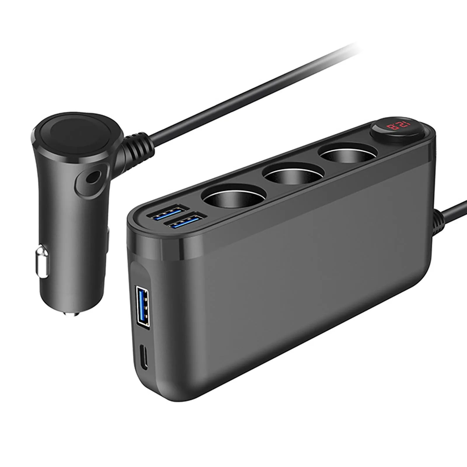 120w Cigarette Lighter Plug Splitter 3usb Qc3.0 Car Charger