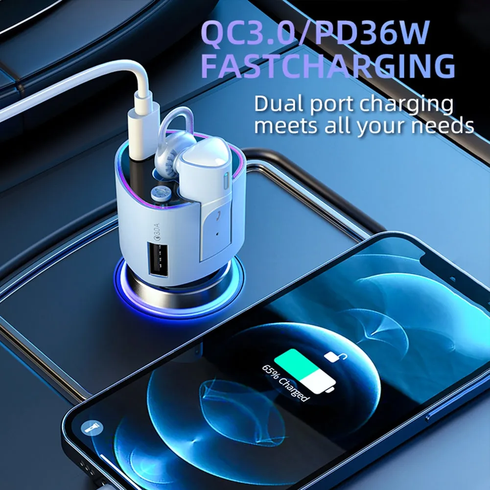 2-in-1 Car Kit Fast Charging Charger Bluetooth Wireless