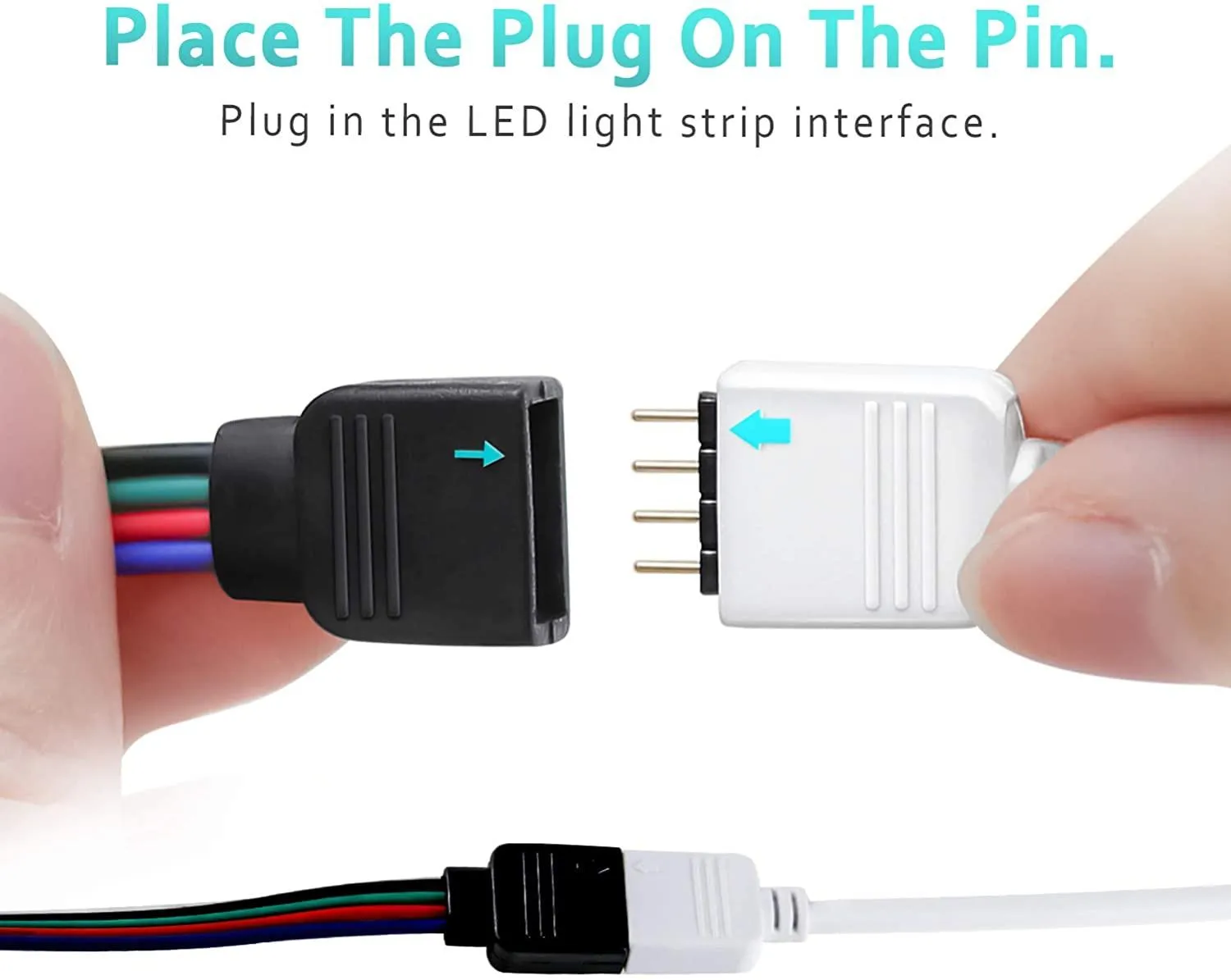 2 Metre DC 12V/24V RGB LED Strip 4 Pin Soldless Connector Cables 5050 3528