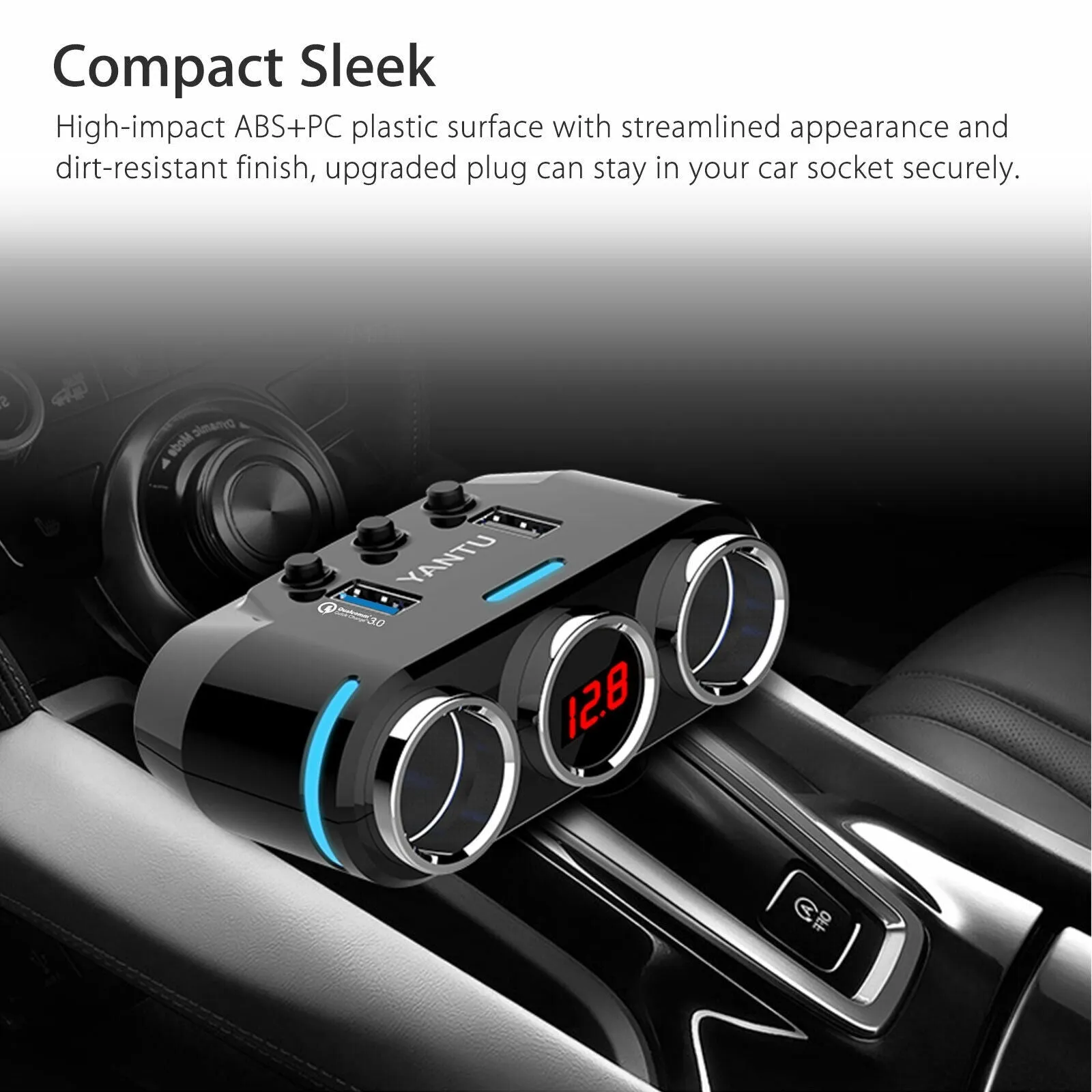 2-way Car Cigarette Lighter Socket Splitter Portable Dual USB Car