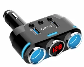 2-way Car Cigarette Lighter Socket Splitter Portable Dual USB Car
