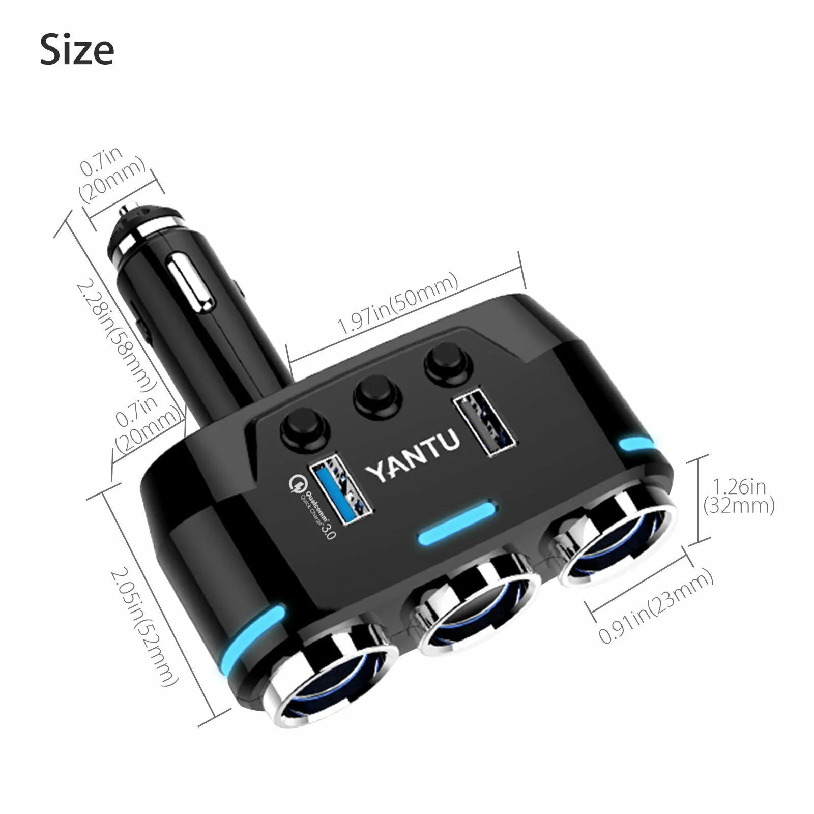 2-way Car Cigarette Lighter Socket Splitter Portable Dual USB Car
