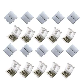 20pcs 5Pin 12MM RGBw 5050 LED Light Strip Solderless Connector Adapter for 5050SMD Non-Waterproof RGBW LED Strip (20 Pcs RGBW Connectors)