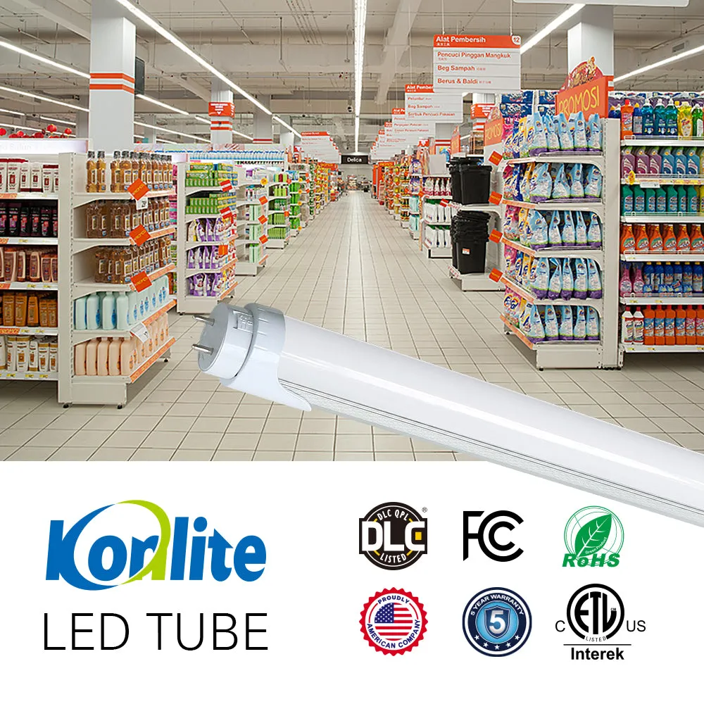 2200 Lumens - T8 4ft LED Tube Light - Ballast Bypass - Double Ended - 17W - 5000K -120-277V - Pack of 20
