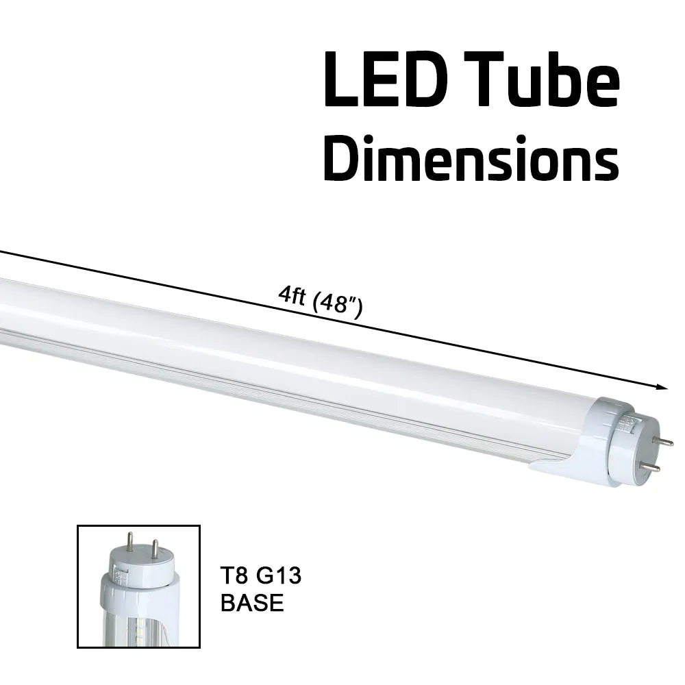 2200 Lumens - T8 4ft LED Tube Light - Ballast Bypass - Double Ended - 17W - 5000K -120-277V - Pack of 20