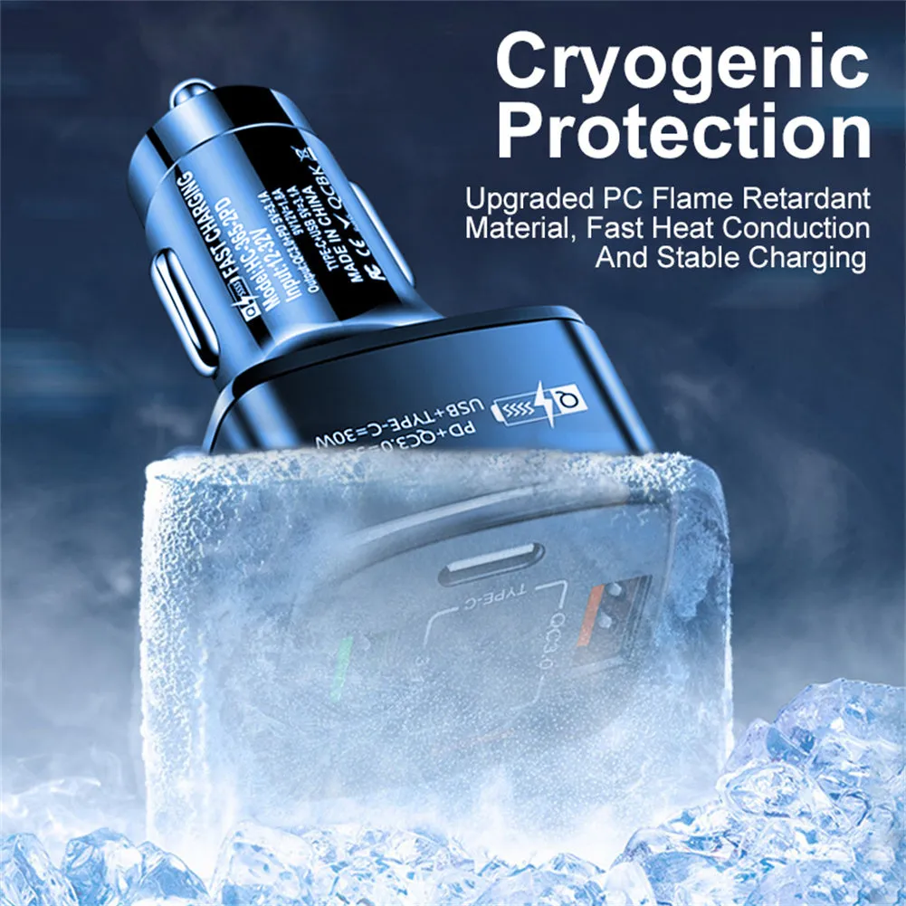 4-in-1 Type-C Fast Car Charger 38W Pd Qc3.0 3.1a 2usb Dual-Line