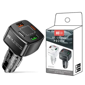 4-in-1 Type-C Fast Car Charger 38W Pd Qc3.0 3.1a 2usb Dual-Line