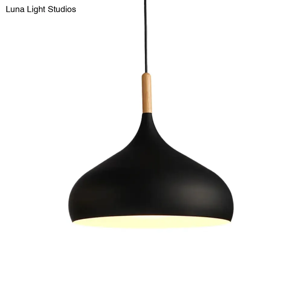 9.5"/12.5"/14"W Teardrop Pendant Lighting in Nordic Style Metal 1 Light Black/White/Gold Hanging Light