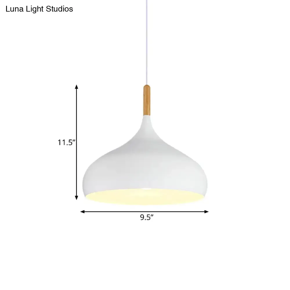 9.5"/12.5"/14"W Teardrop Pendant Lighting in Nordic Style Metal 1 Light Black/White/Gold Hanging Light