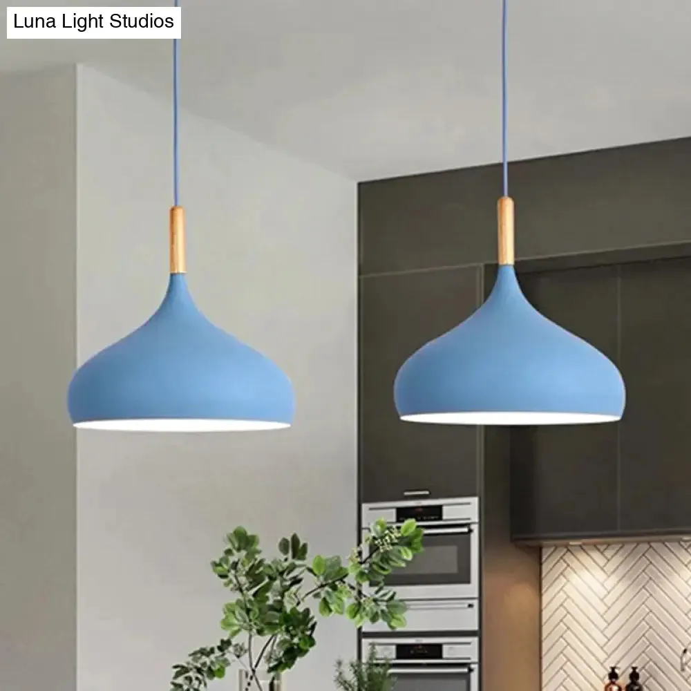 9.5"/12.5"/14"W Teardrop Pendant Lighting in Nordic Style Metal 1 Light Black/White/Gold Hanging Light