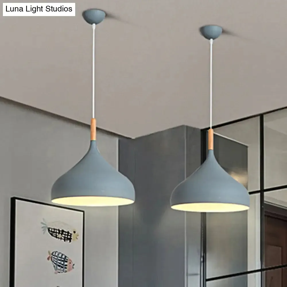 9.5"/12.5"/14"W Teardrop Pendant Lighting in Nordic Style Metal 1 Light Black/White/Gold Hanging Light