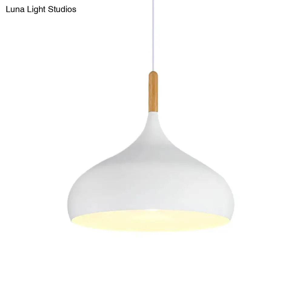 9.5"/12.5"/14"W Teardrop Pendant Lighting in Nordic Style Metal 1 Light Black/White/Gold Hanging Light