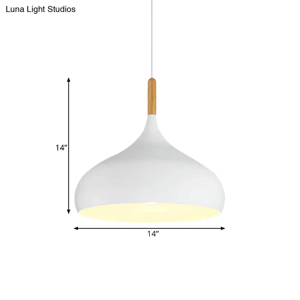 9.5"/12.5"/14"W Teardrop Pendant Lighting in Nordic Style Metal 1 Light Black/White/Gold Hanging Light