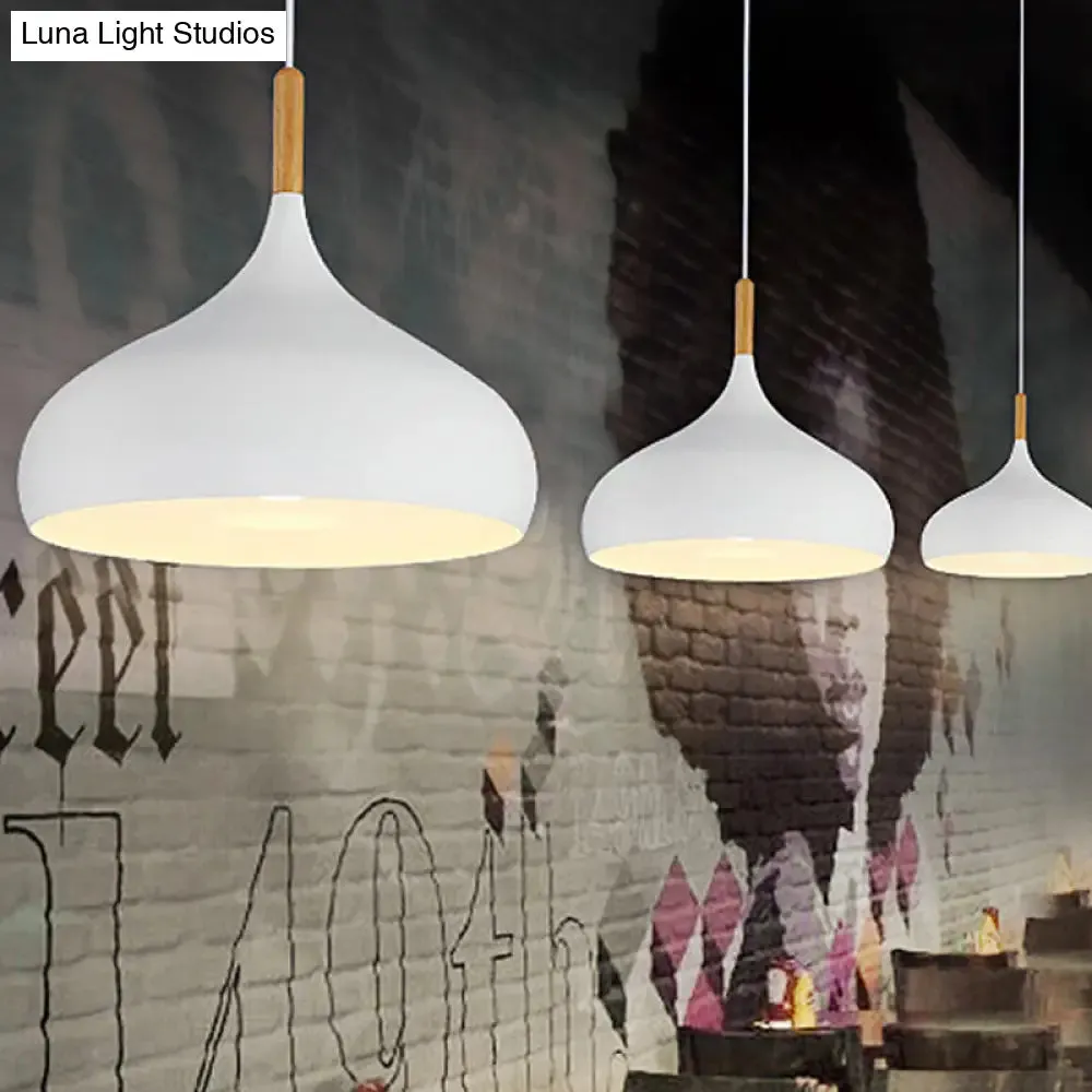 9.5"/12.5"/14"W Teardrop Pendant Lighting in Nordic Style Metal 1 Light Black/White/Gold Hanging Light