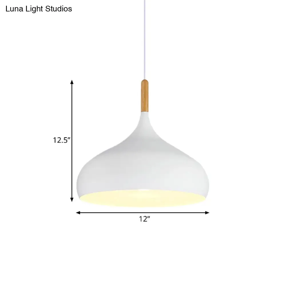 9.5"/12.5"/14"W Teardrop Pendant Lighting in Nordic Style Metal 1 Light Black/White/Gold Hanging Light
