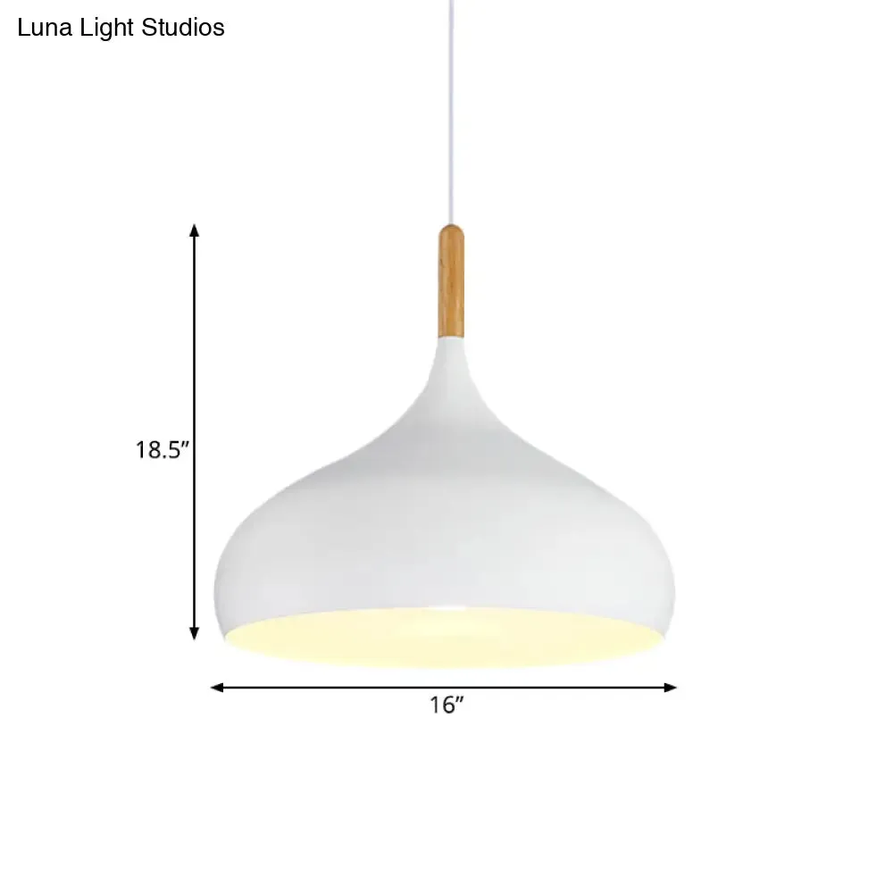9.5"/12.5"/14"W Teardrop Pendant Lighting in Nordic Style Metal 1 Light Black/White/Gold Hanging Light