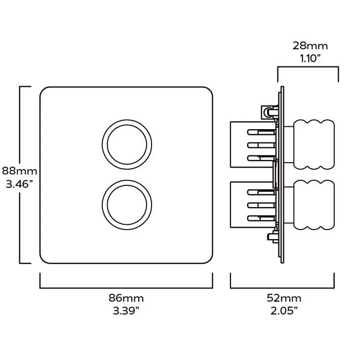 ALVA 2G Dimmer Light Switch - Brass