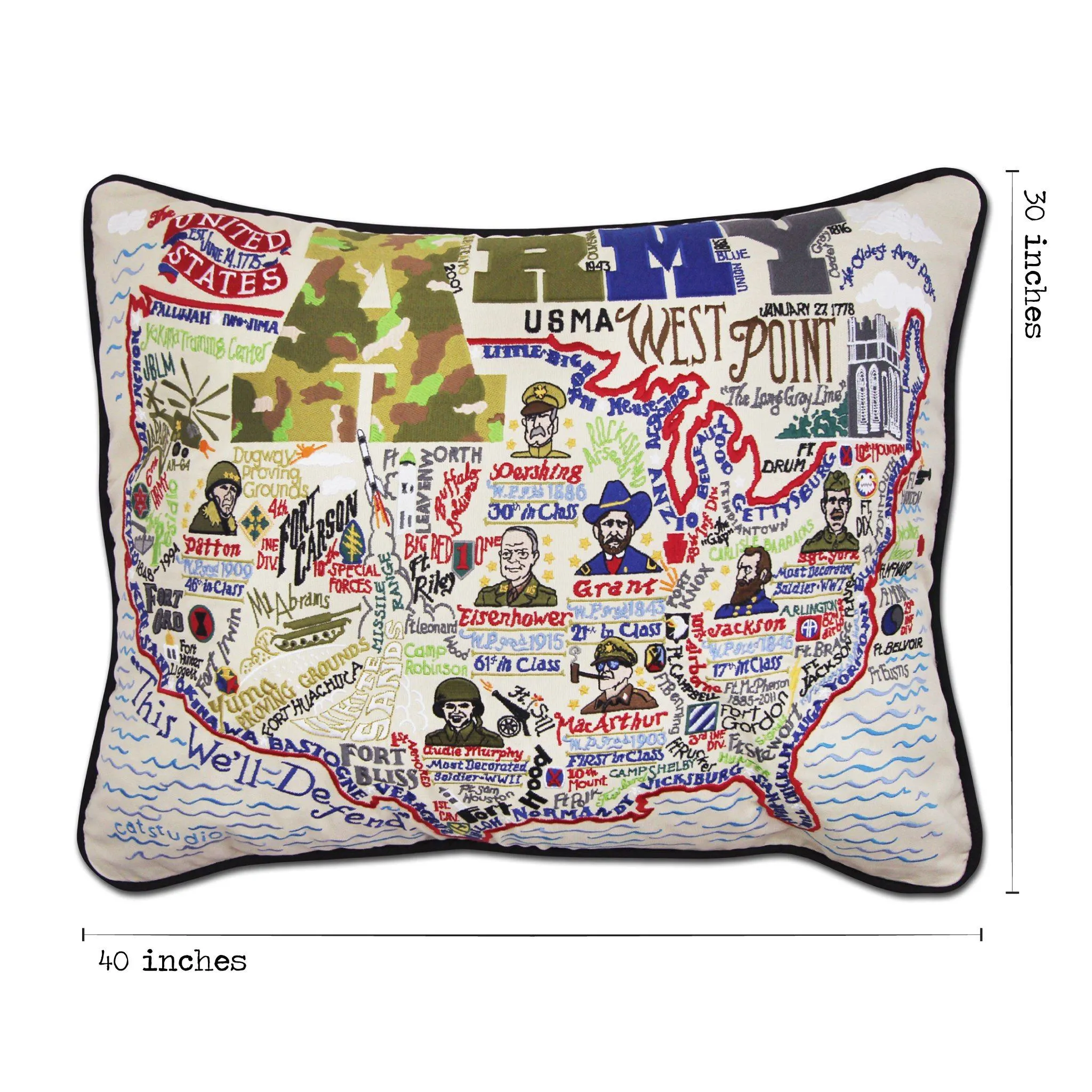 Army XL Hand-Embroidered Pillow