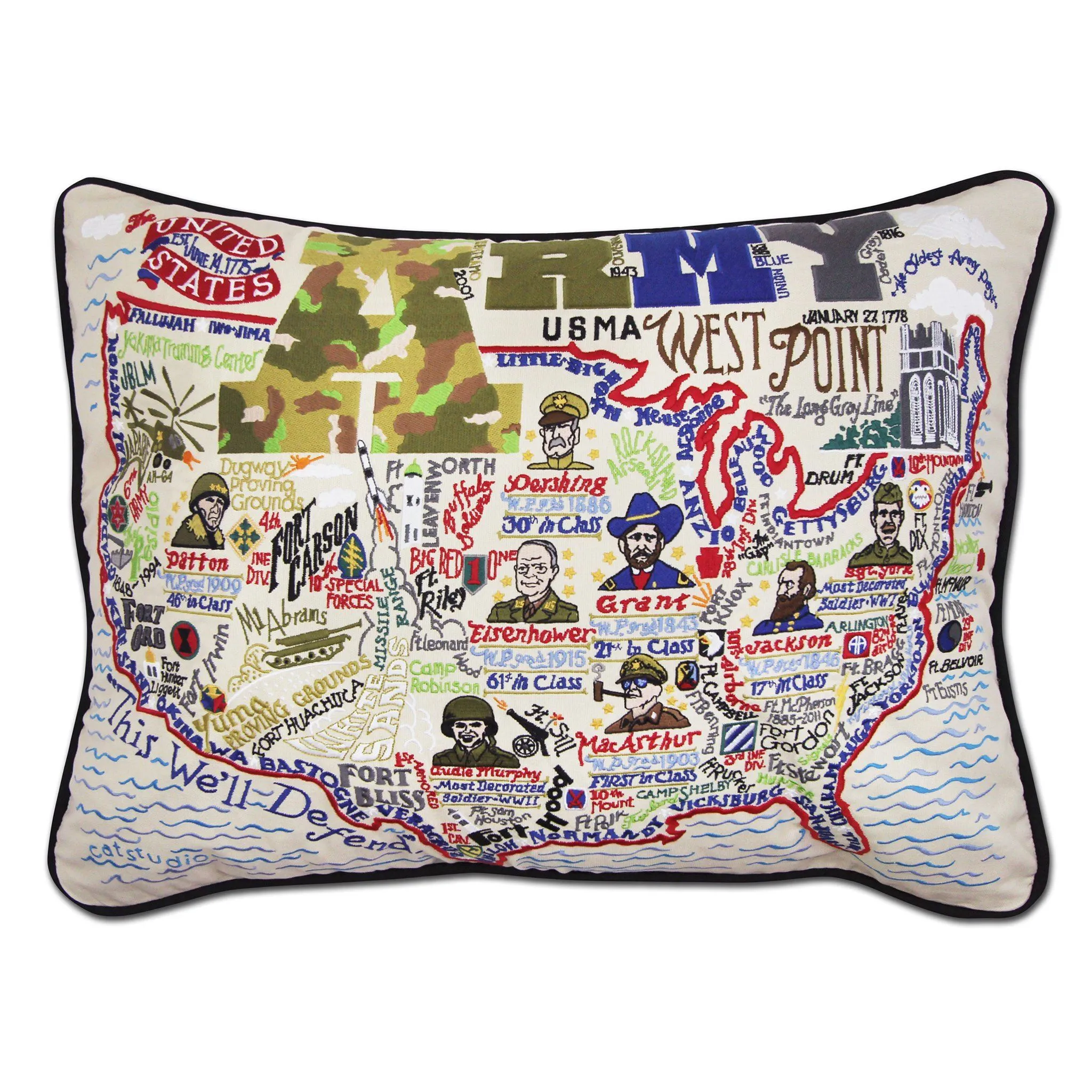 Army XL Hand-Embroidered Pillow