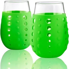 Artland Set of 2 Hydrasip Green Silicone Glasses