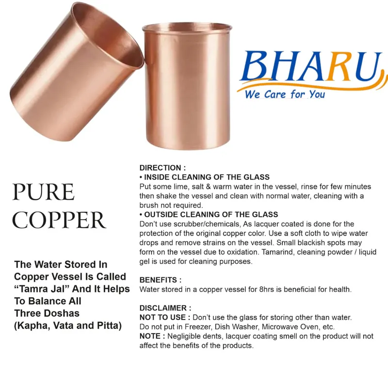 Bharu plain matte Copper glass  ( Pack of 4)