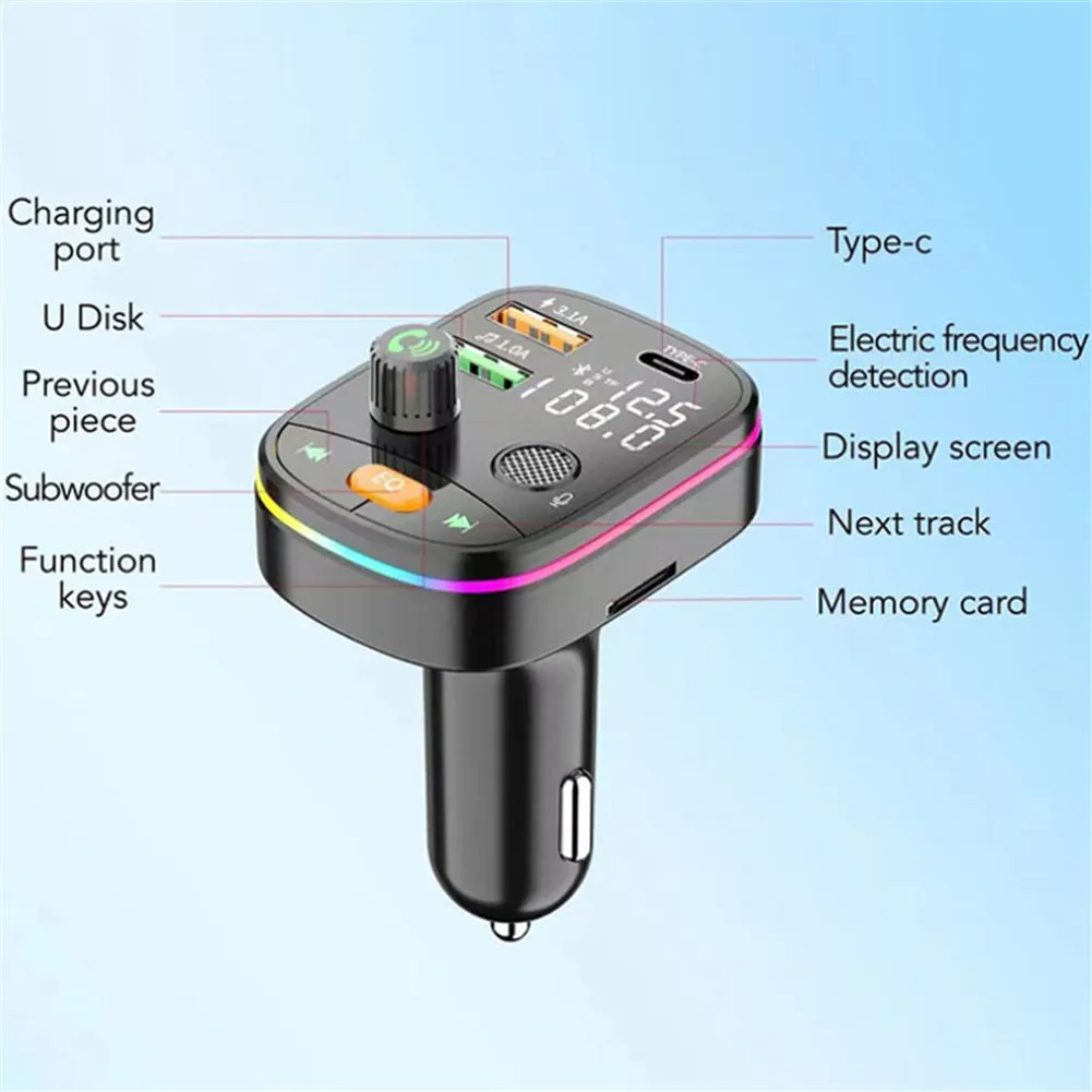 Bluetooth 5.0 FM Transmitter Wireless PD 20W Fast Charge Dual