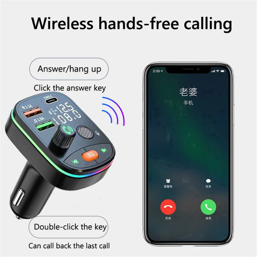 Bluetooth 5.0 FM Transmitter Wireless PD 20W Fast Charge Dual