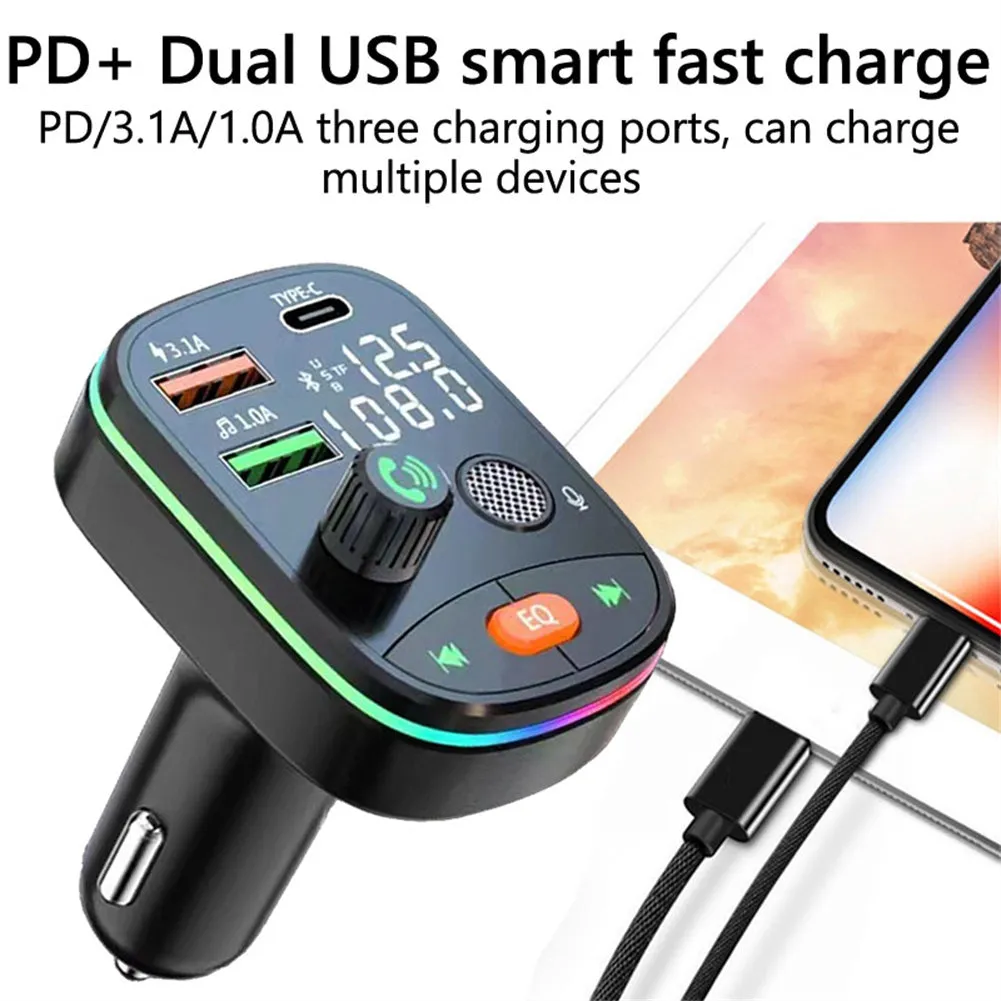 Bluetooth 5.0 FM Transmitter Wireless PD 20W Fast Charge Dual