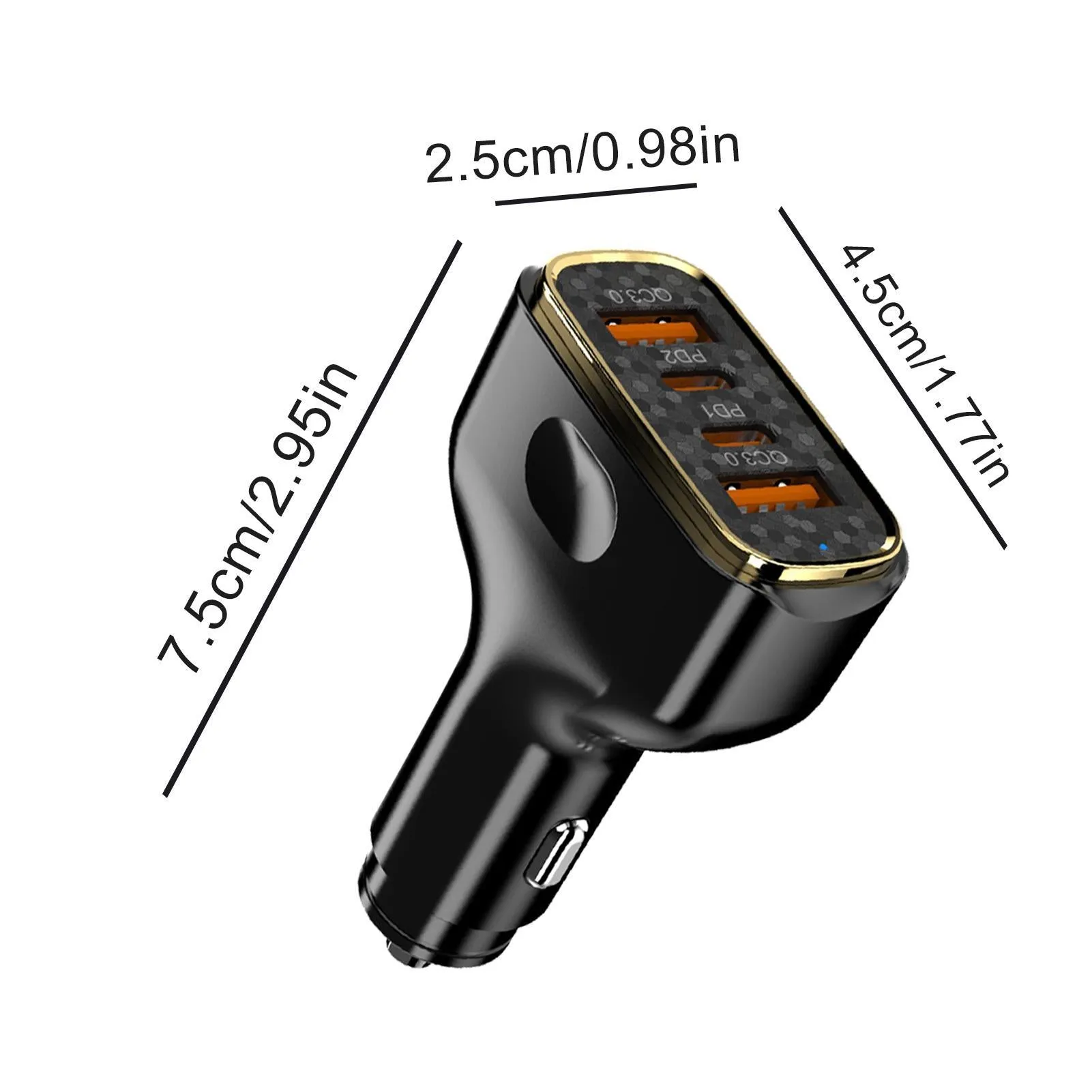 Car Charger Fast Charging 80W USB Charger LED Lights 2 USB A 2