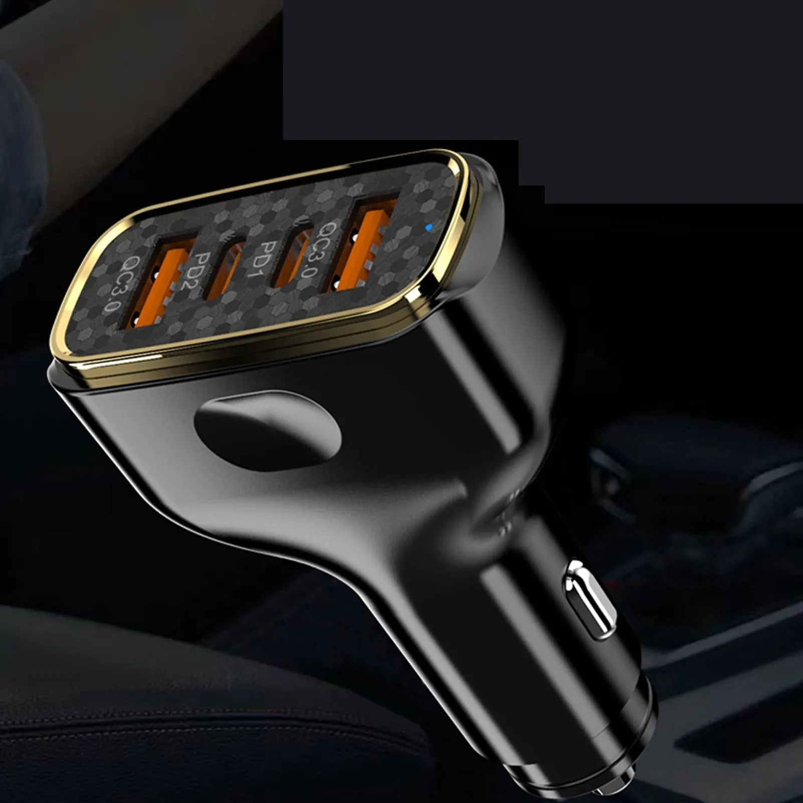 Car Charger Fast Charging 80W USB Charger LED Lights 2 USB A 2