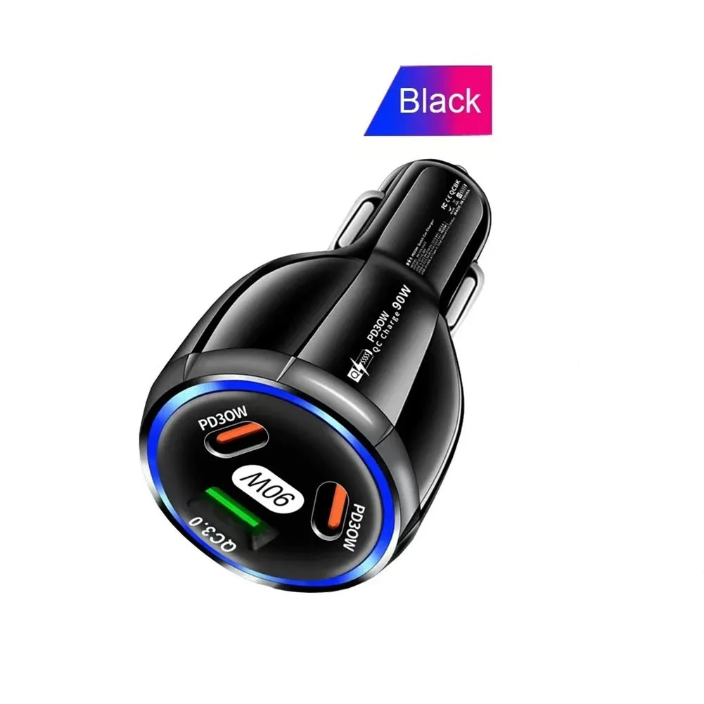 Car Charger Fast Charging 90W USB Charger 2 PD USB C 1 USB A Car