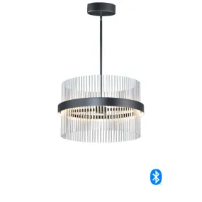 Chimes 24 in. 2 Lights Smart LED Pendant Light Selectable CCT Nickel Finish