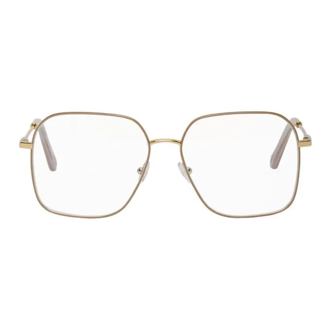 Chloe Gold Metal Square Sunglasses