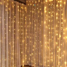 CITRA 240 LED 9.8Feet Curtain Lights Icicle Lights Fairy String Lights with 8 Modes for Wedding Party Family Patio Lawn Decoration - Warm White