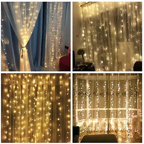 CITRA 240 LED 9.8Feet Curtain Lights Icicle Lights Fairy String Lights with 8 Modes for Wedding Party Family Patio Lawn Decoration - Warm White
