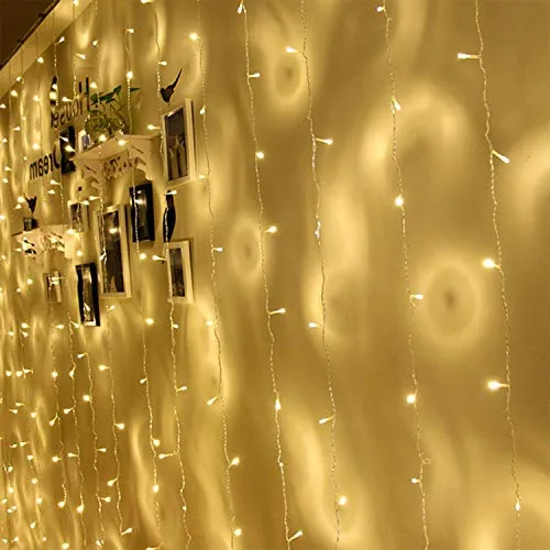 CITRA 240 LED 9.8Feet Curtain Lights Icicle Lights Fairy String Lights with 8 Modes for Wedding Party Family Patio Lawn Decoration - Warm White