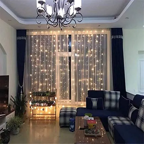 CITRA 240 LED 9.8Feet Curtain Lights Icicle Lights Fairy String Lights with 8 Modes for Wedding Party Family Patio Lawn Decoration - Warm White