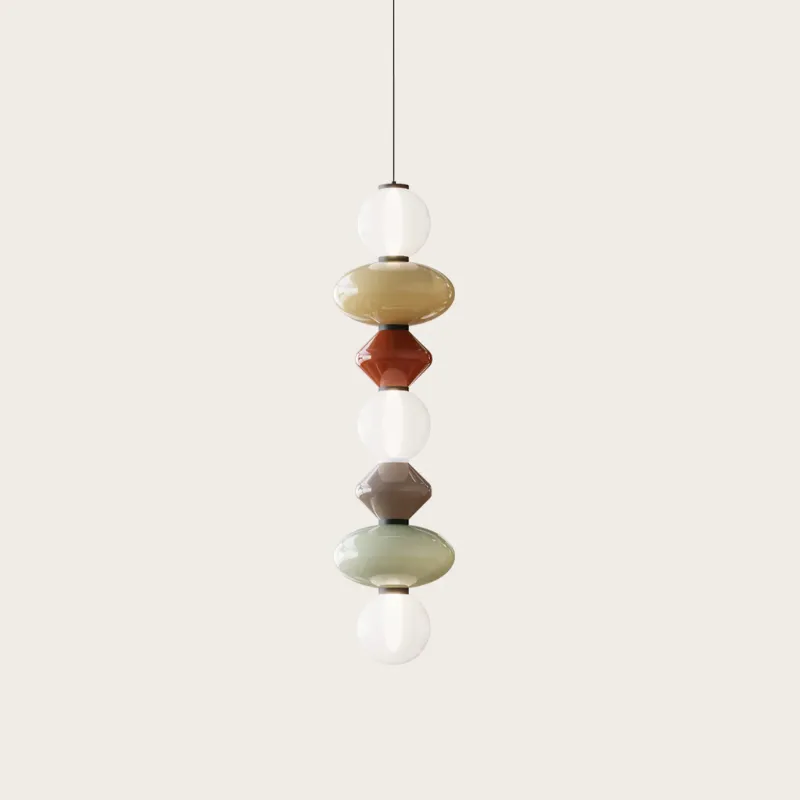 Colourful Stacked Glass Vertical Pendant