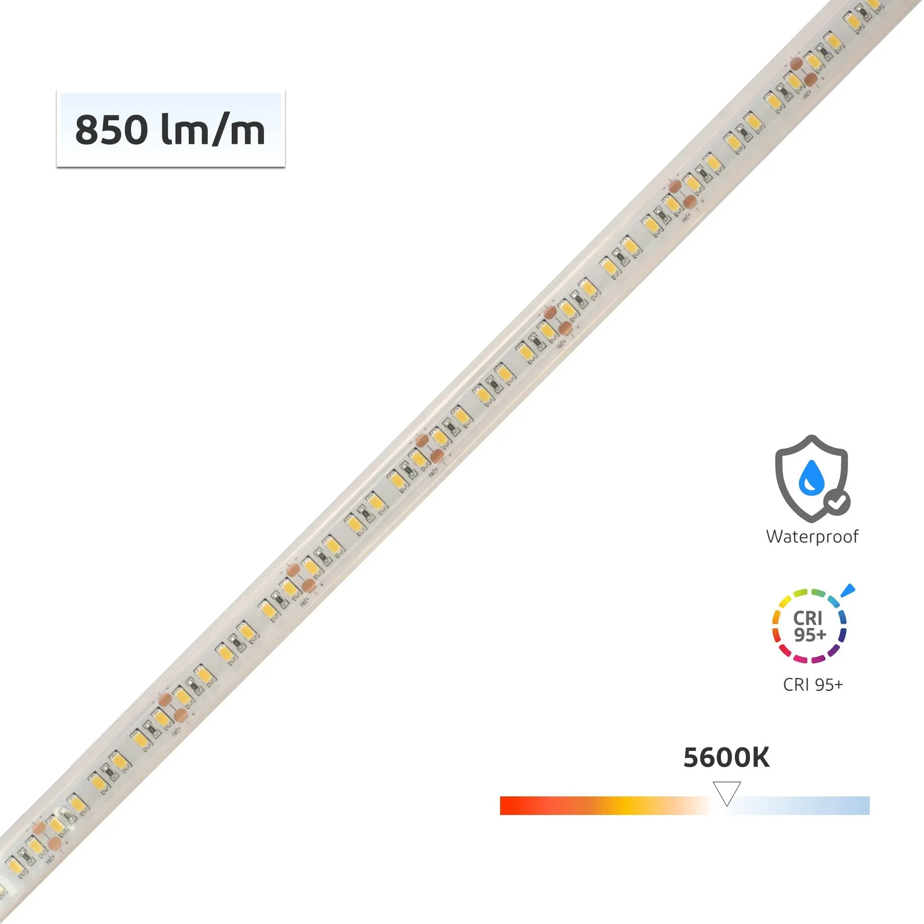 CRI-MAX™ CRI 95  IP65 Waterproof LED Flexible Strip 5600K - 5m/Reel