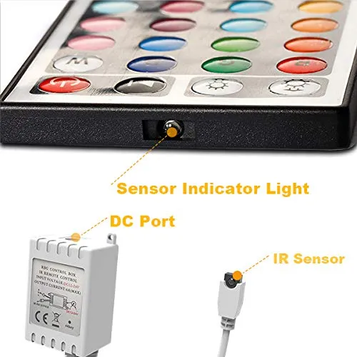 DAYBETTER Led Lights 2 Ports 44 Key Remote Control, Dimmer for Led Strip Lights, 4 Pin Output Remote Controller for Led Strips 12 24V DC Led Tape Light