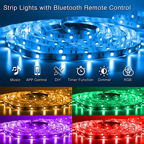 DAYBETTER Updated Bluetooth Remote Control for RGB LED Light Strips, 2 Ports 24 Key 4 Pin Output Dimmable LED Strip Lights Voltage DC 12V(Without Power Adapter)