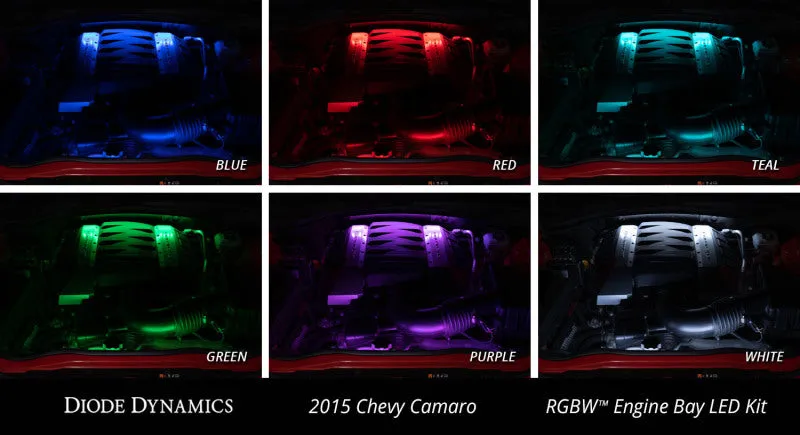 Diode Dynamics RGBW Engine Bay Strip Kit 4pc Multicolor