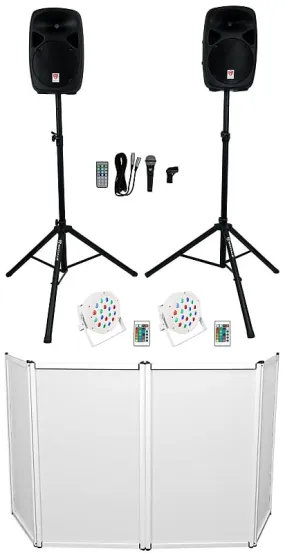 DJ Kit Rockville RPG102K with 10" speakers, Bluetooth, microphone, stands facade and lighting RPG102K RFAAW DJ PACK 2