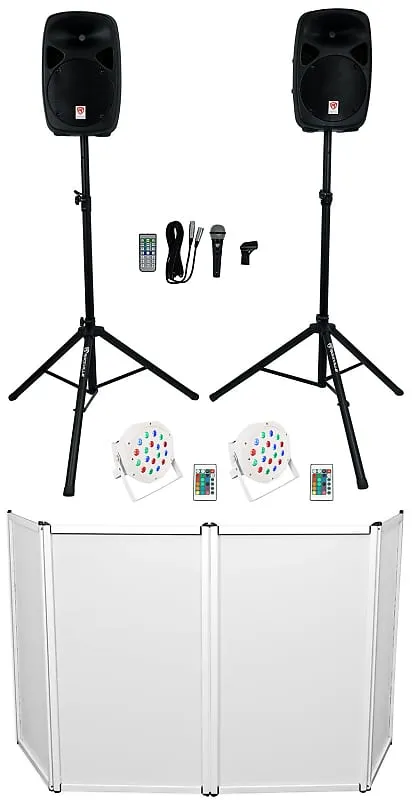 DJ Kit Rockville RPG102K with 10" speakers, Bluetooth, microphone, stands facade and lighting RPG102K RFAAW DJ PACK 2